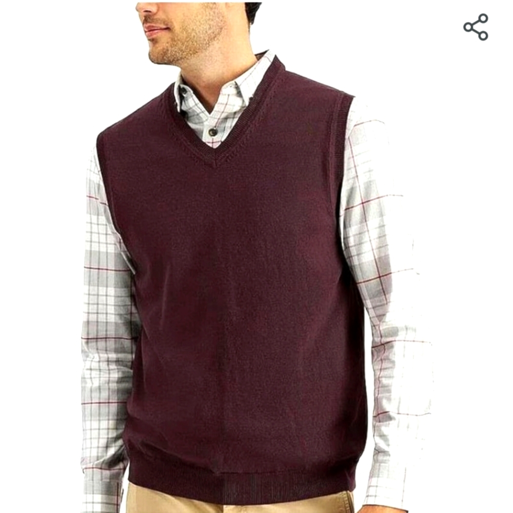 CLUB ROOM MEN'S COTTON SWEATER VEST MAROON XXL 48-50 BNWT SO